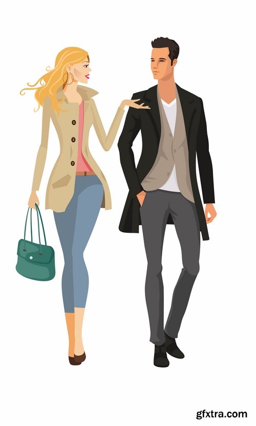 Collection of fashionable and stylish people collective of female male couple shopping shopping 25 EPS