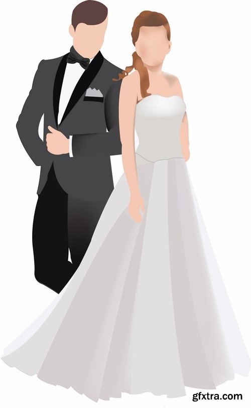 Collection of the bride and groom wedding cartoon couple card invitation flyer banner 24 EPS