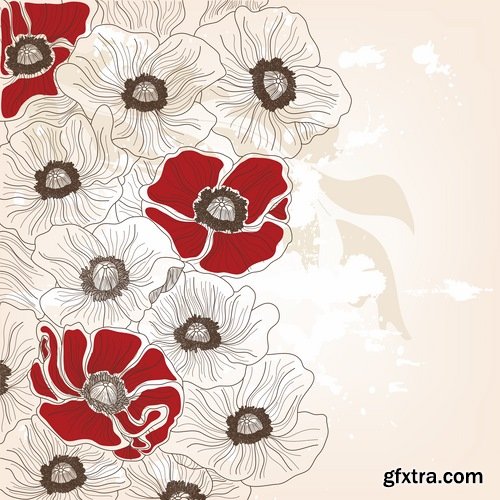 Collection of background painted flower invitation card cover for gift card 25 EPS