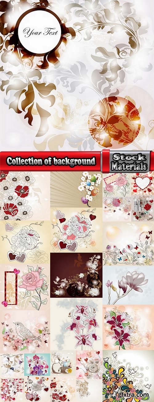 Collection of background painted flower invitation card cover for gift card 25 EPS