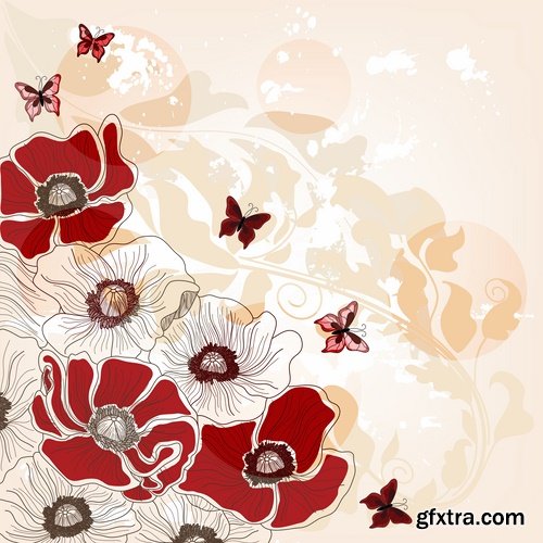 Collection of background painted flower invitation card cover for gift card 25 EPS