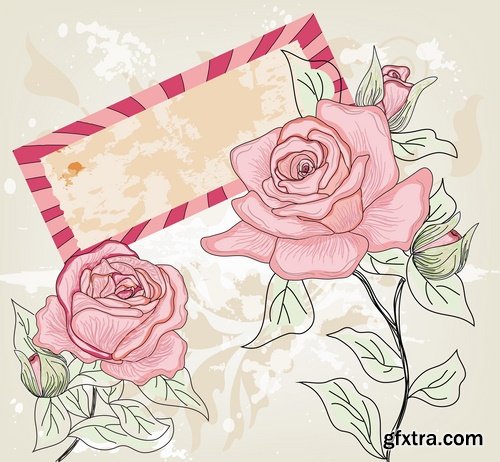 Collection of background painted flower invitation card cover for gift card 25 EPS