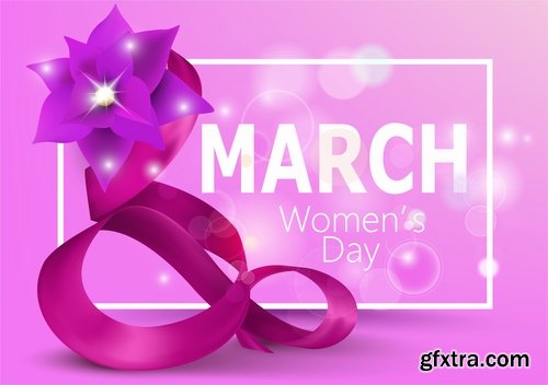 Collection of 8 March International Women\'s Day invitation card flyer banner 25 EPS