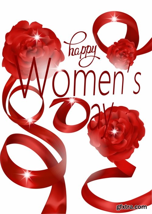 Collection of 8 March International Women\'s Day invitation card flyer banner 25 EPS