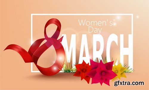 Collection of 8 March International Women\'s Day invitation card flyer banner 25 EPS