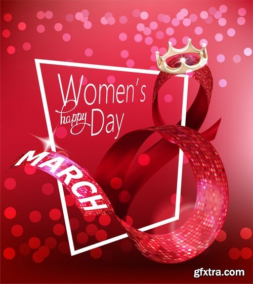 Collection of 8 March International Women\'s Day invitation card flyer banner 25 EPS