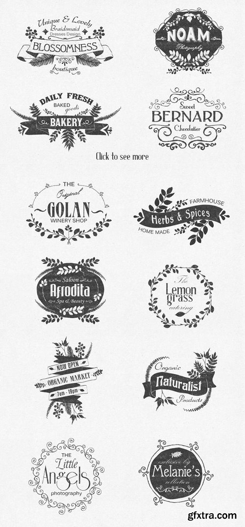 CM - Hand Drawn floral labels and design 160567