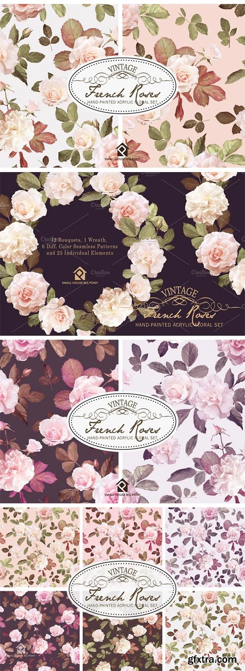 CM 1213134 - Vintage French Roses - Acrylic Paint