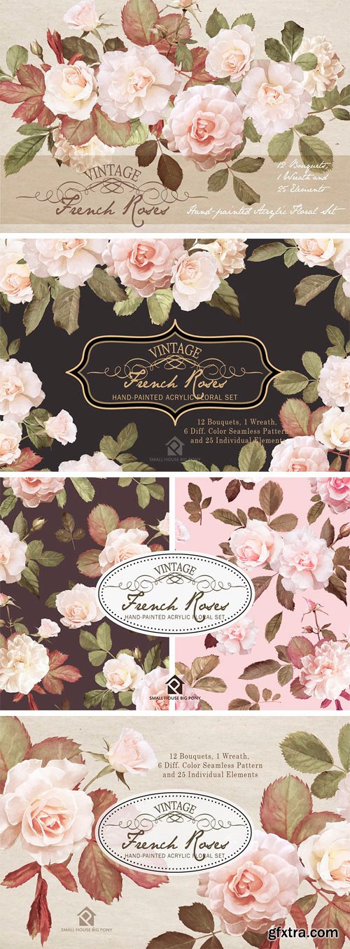 CM 1213134 - Vintage French Roses - Acrylic Paint