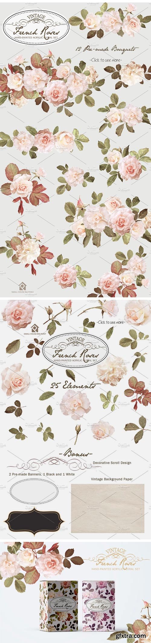 CM 1213134 - Vintage French Roses - Acrylic Paint