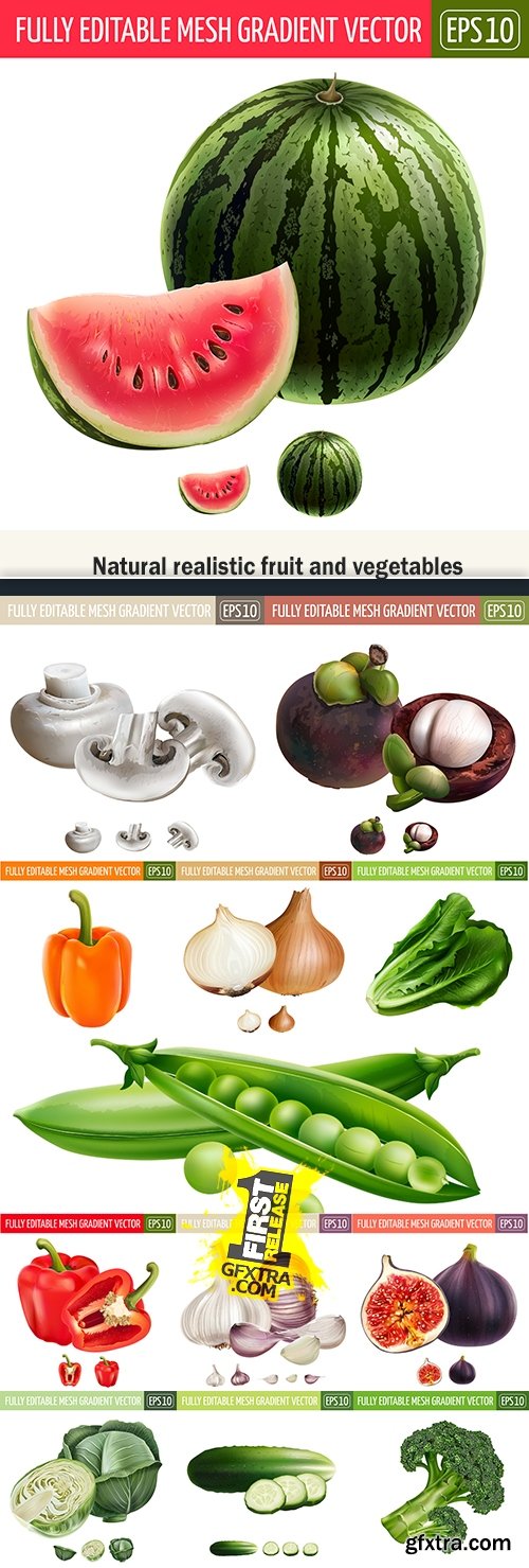 Natural realistic fruit and vegetables