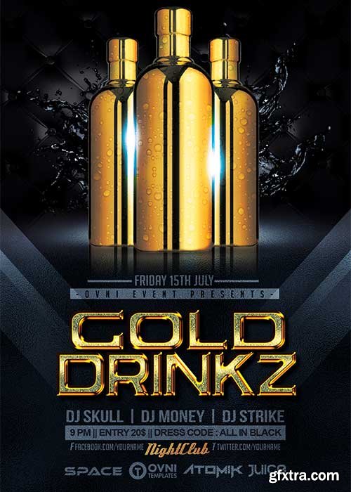 GOLD DRINKZ V23 Flyer Template