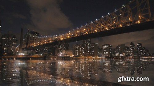 New york cityscape bridge and skyline aerial view