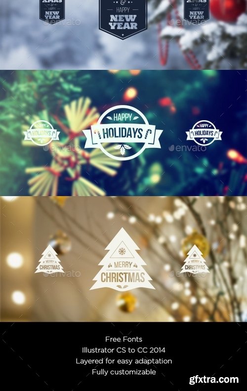 GraphicRiver - Christmas Badges Logo Pack 9626932