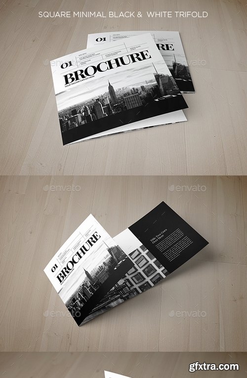 GraphicRiver - Square Minimal Black & White Trifold 15474200