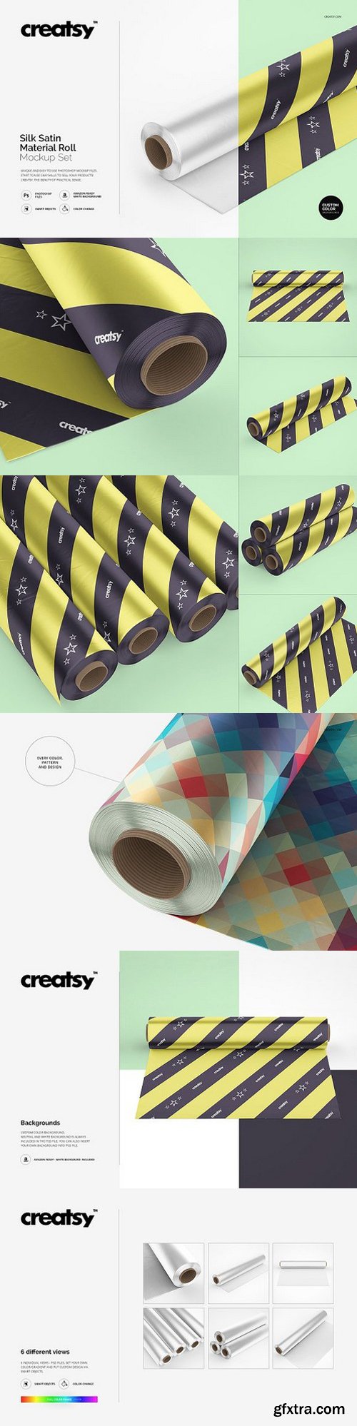 CM - Silk Satin Material Roll Mockup Set 1250147