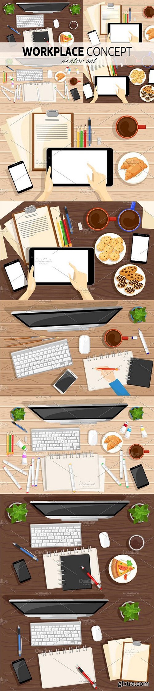 CM - Workplace concept vector set 1250603