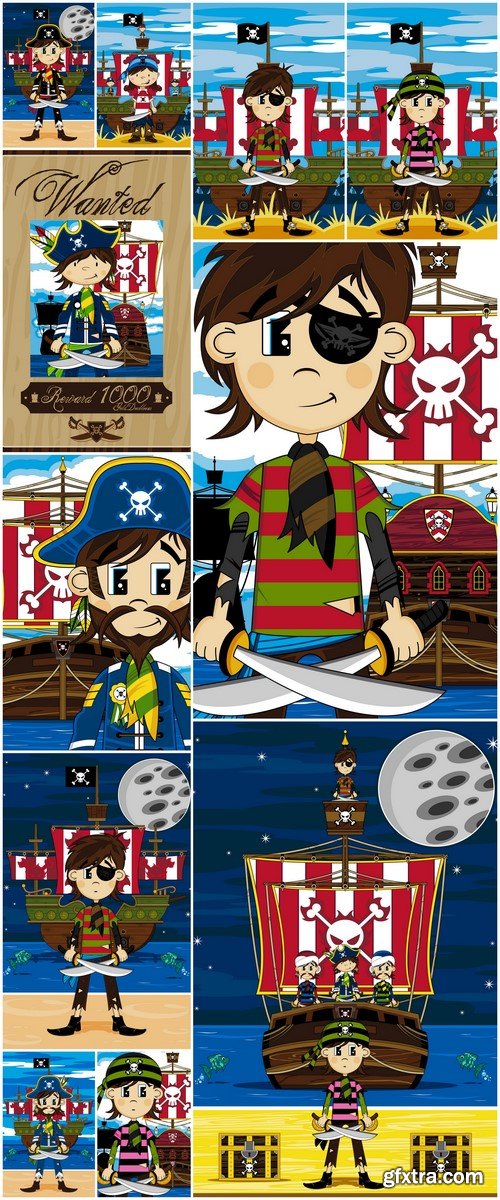 Captain Pirate and Ship 11X EPS