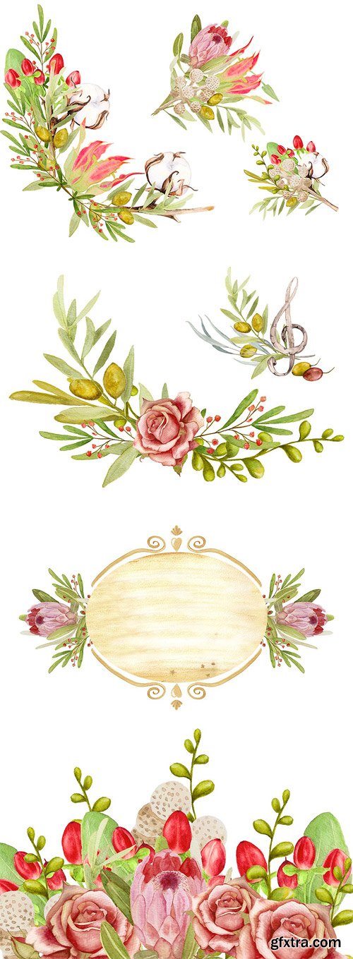 CM 1237354 - Watercolor Floral Cliparts