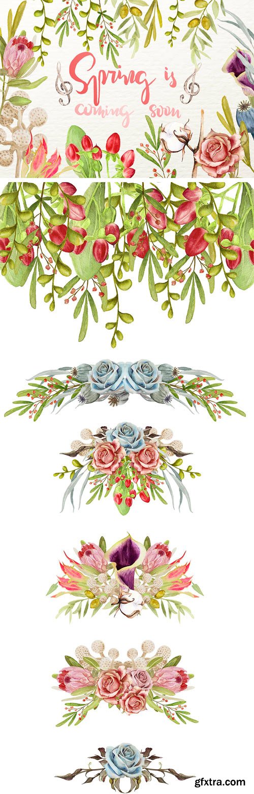 CM 1237354 - Watercolor Floral Cliparts