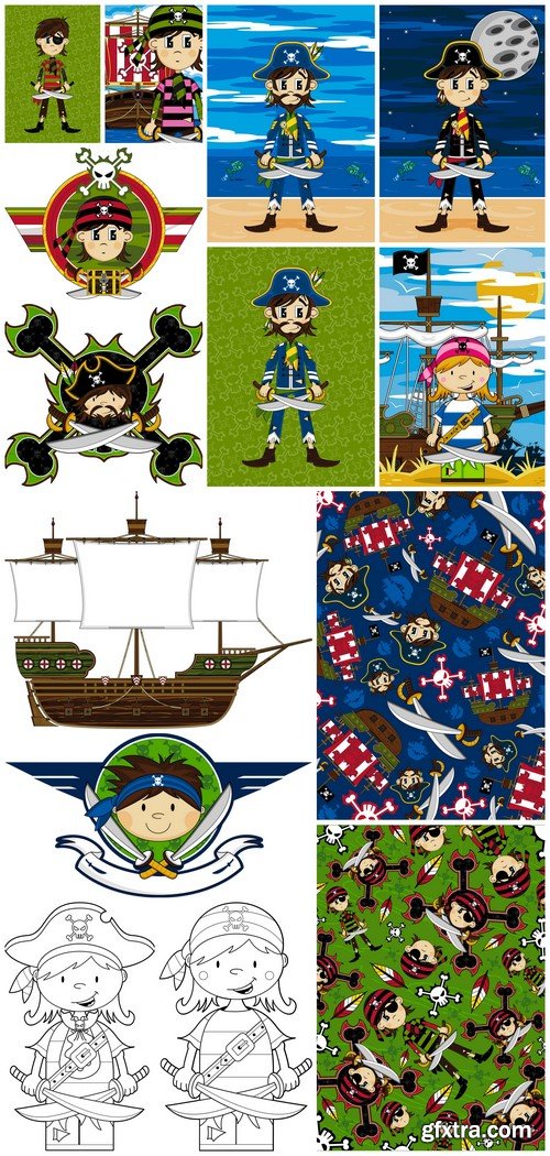 Pirate and Ship Patterns 14X EPS