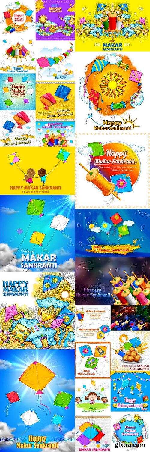 Makar Sankranti wallpaper with colorful kite for festival of India