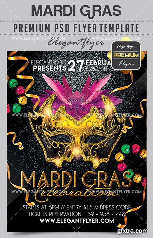 Mardi Gras – Flyer PSD Template + Facebook Cover