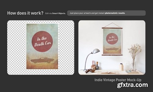 Indie Vintage Poster Mock Up PSD