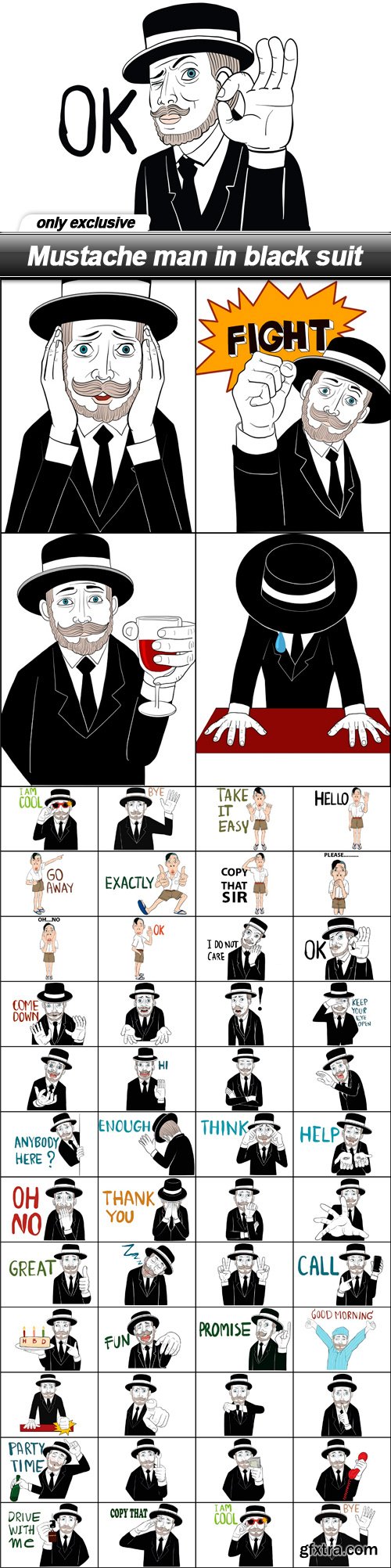 Mustache man in black suit - 50 EPS