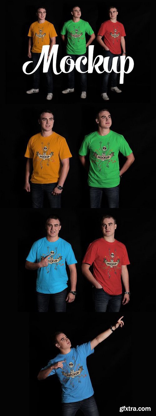 CM - 5 Male T-shirt Mockups 1003630