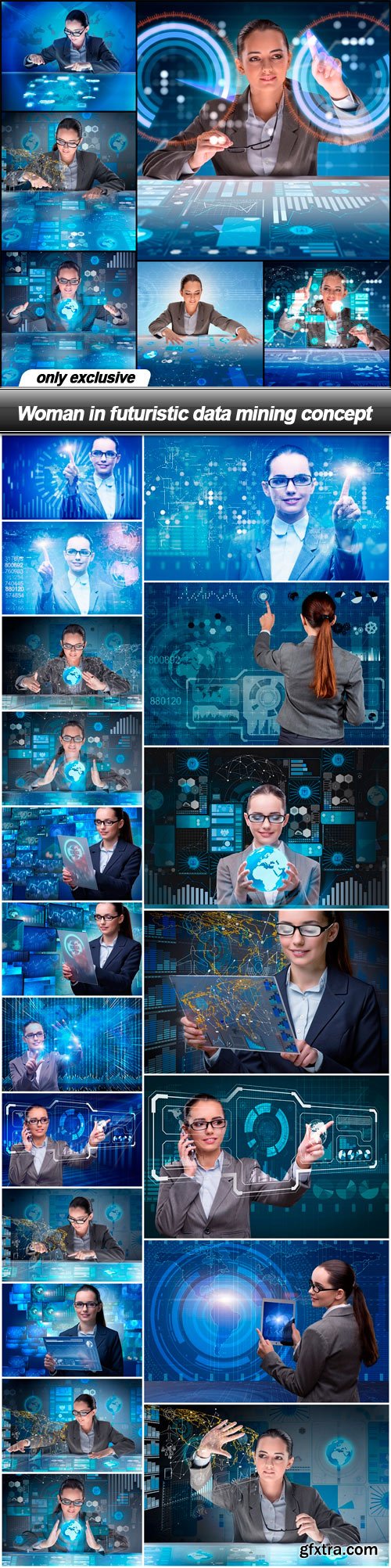 Woman in futuristic data mining concept - 25 UHQ JPEG