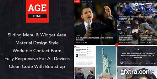 ThemeForest - AGE v1.0 - Material Design News/Magazine HTML Template - 14230285