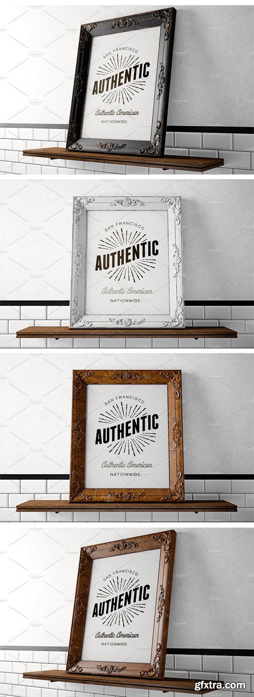 CM 1212833 - Vintage Frames Mockups White Canvas