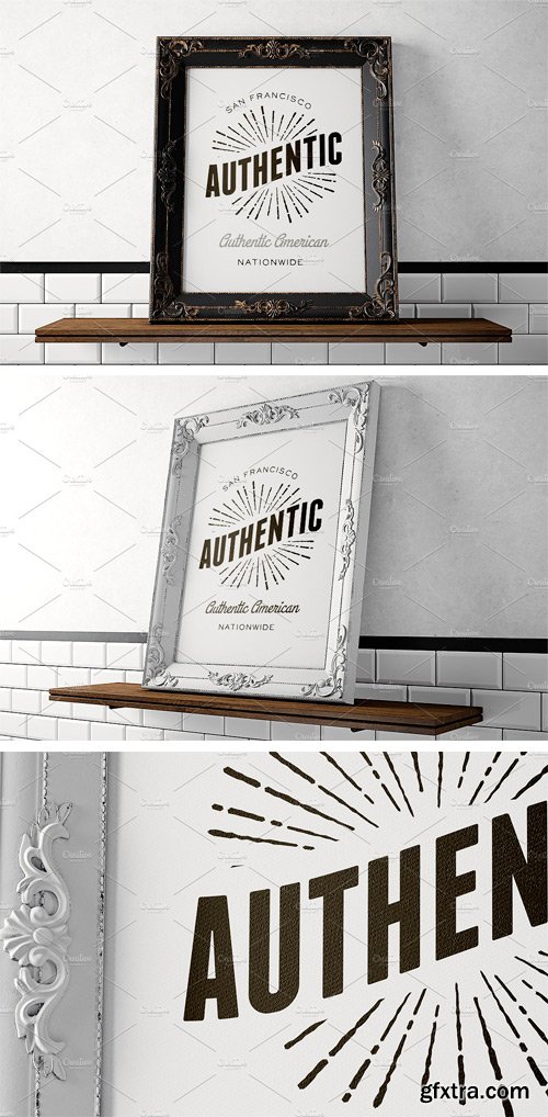 CM 1212833 - Vintage Frames Mockups White Canvas