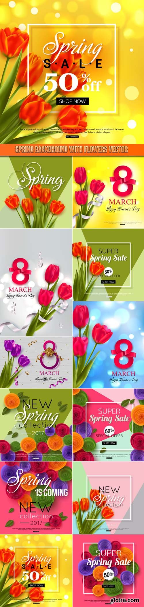 Spring background with flowers vector