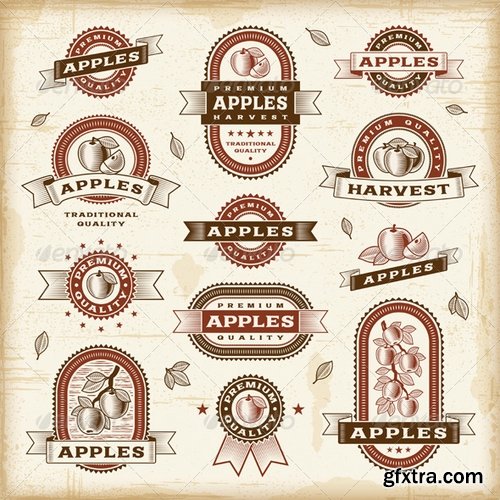 GraphicRiver - Vintage Apple Labels Set 3993524