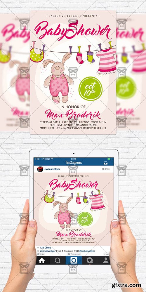 Baby Shower Vol 5 - Flyer Template+Instagram Size Flyer