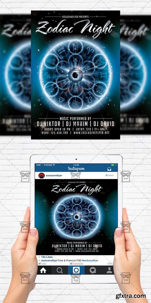 Zodiac Night - Flyer Template+Instagram Size Flyer