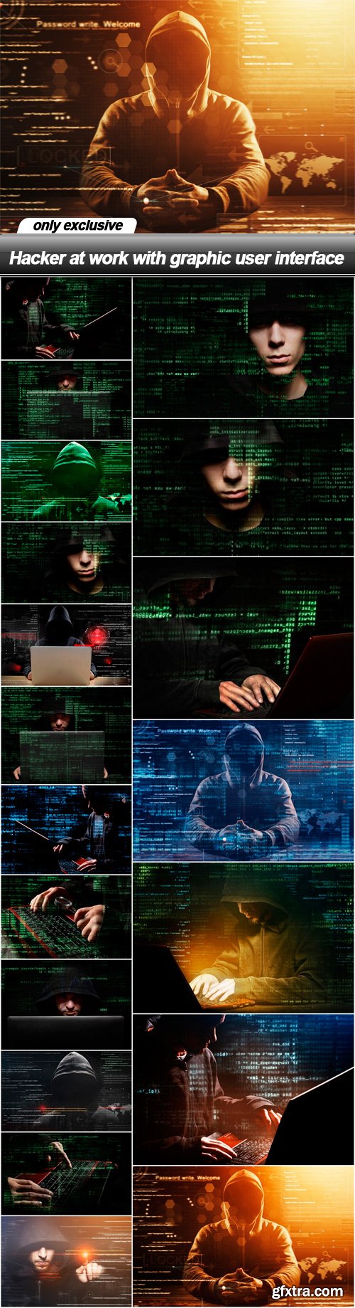 Hacker at work with graphic user interface - 19 UHQ JPEG