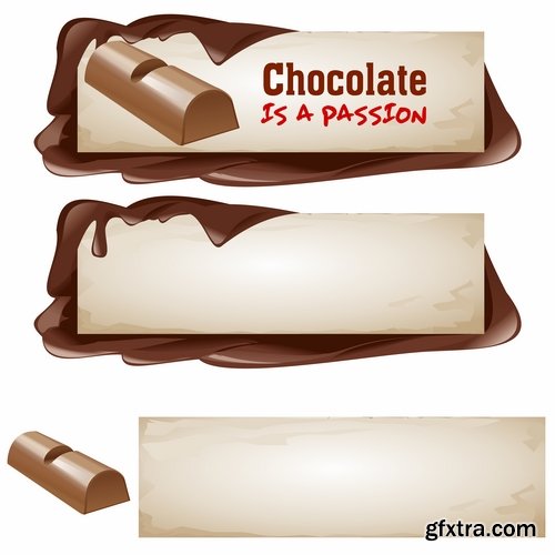 Collection of banner with eating a nut chocolate cake honey vector image 25 EPS