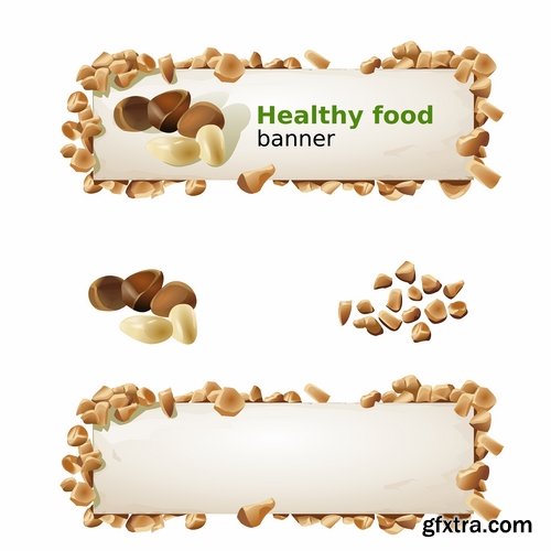 Collection of banner with eating a nut chocolate cake honey vector image 25 EPS