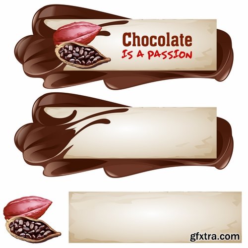 Collection of banner with eating a nut chocolate cake honey vector image 25 EPS