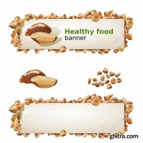 Collection of banner with eating a nut chocolate cake honey vector image 25 EPS