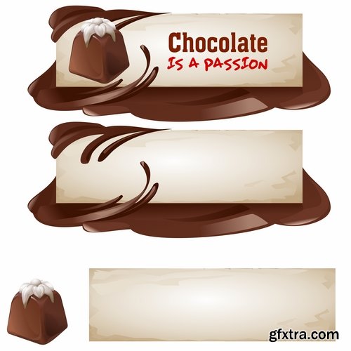 Collection of banner with eating a nut chocolate cake honey vector image 25 EPS