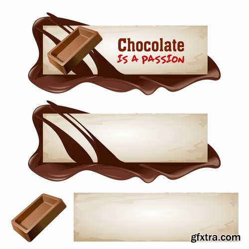 Collection of banner with eating a nut chocolate cake honey vector image 25 EPS