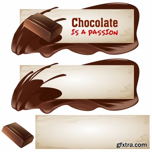 Collection of banner with eating a nut chocolate cake honey vector image 25 EPS