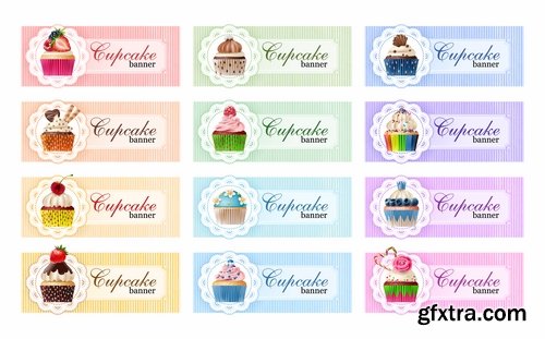 Collection of banner with eating a nut chocolate cake honey vector image 25 EPS