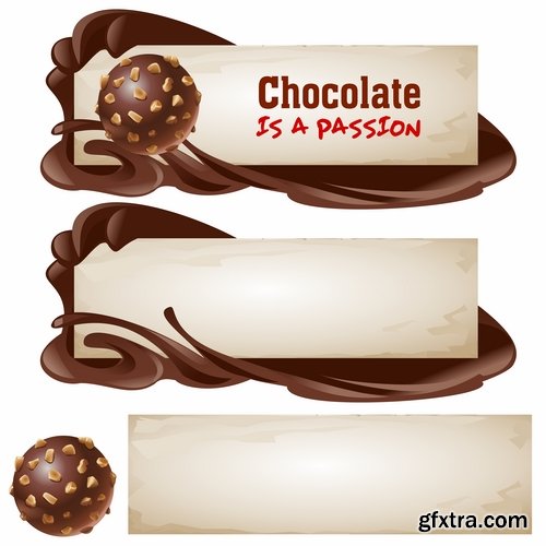 Collection of banner with eating a nut chocolate cake honey vector image 25 EPS