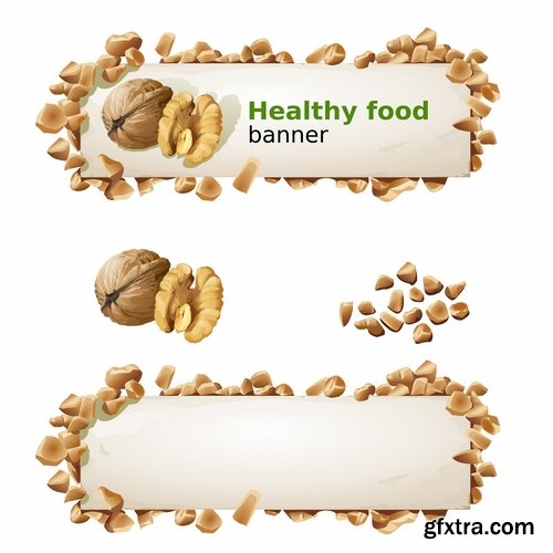 Collection of banner with eating a nut chocolate cake honey vector image 25 EPS