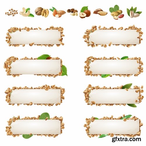 Collection of banner with eating a nut chocolate cake honey vector image 25 EPS